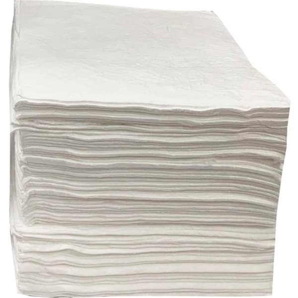 Oil Only Sorbent Pads, Medium-weight, 15W x 18L, White, 100PK
